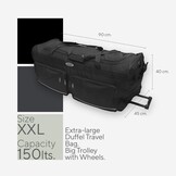 Grote Reistas op Wielen - Zwart/Blauw (150L) - 27% Korting!