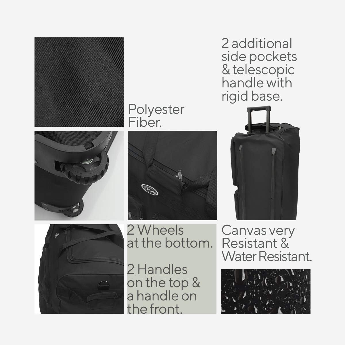 Grote Reistas op Wielen - Zwart/Blauw (150L) - 27% Korting!