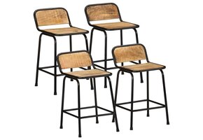 vidaXL Barkrukken 4 st. Massief Hout - 34% Korting