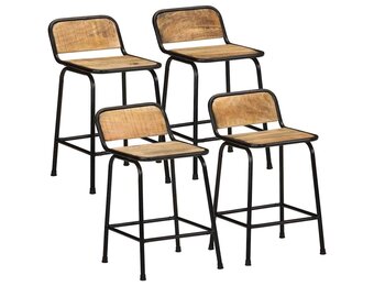 vidaXL Barkrukken 4 st 46x35,5x70 cm massief hout ruw mangohout