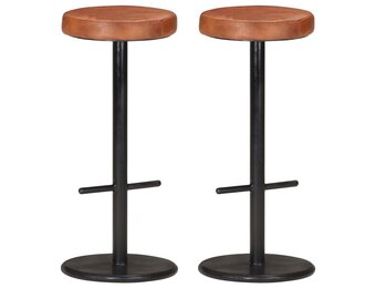 vidaXL Barkrukken 2 st echt leer bruin