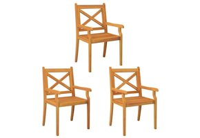 vidaXL Tuinstoelen 3 st. Massief Acaciahout - 53% Korting!