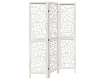 vidaXL Kamerscherm 3 panelen Paulowniahout Wit (33% Korting)