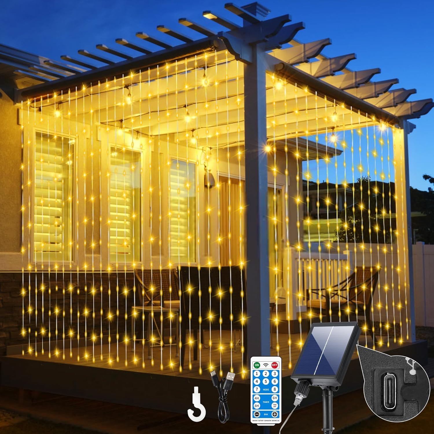 Zonne-lichtgordijn Buiten 600 LED's Warmwit - 29% Korting!