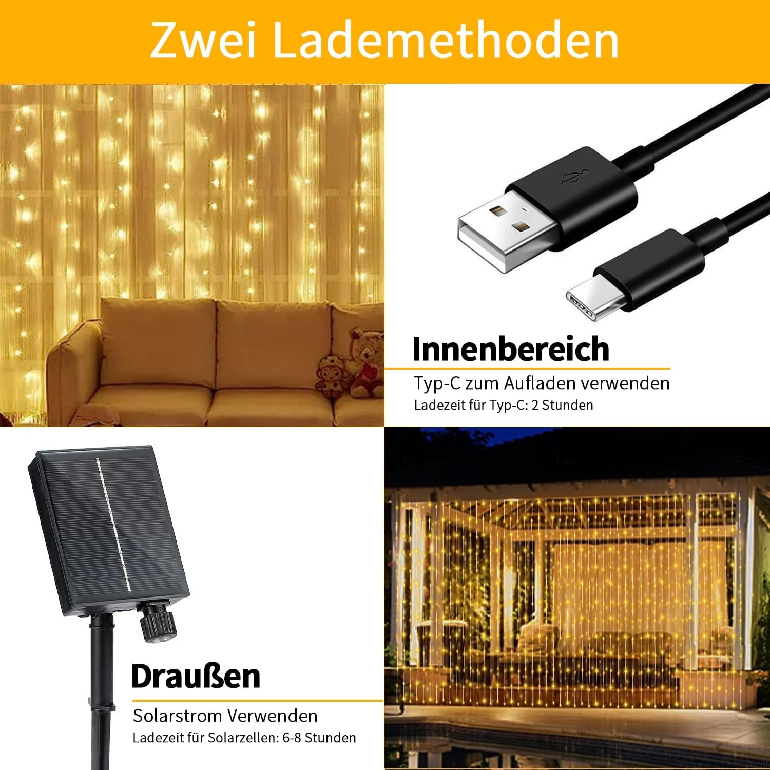 Zonne-lichtgordijn Buiten 600 LED's Warmwit - 29% Korting!