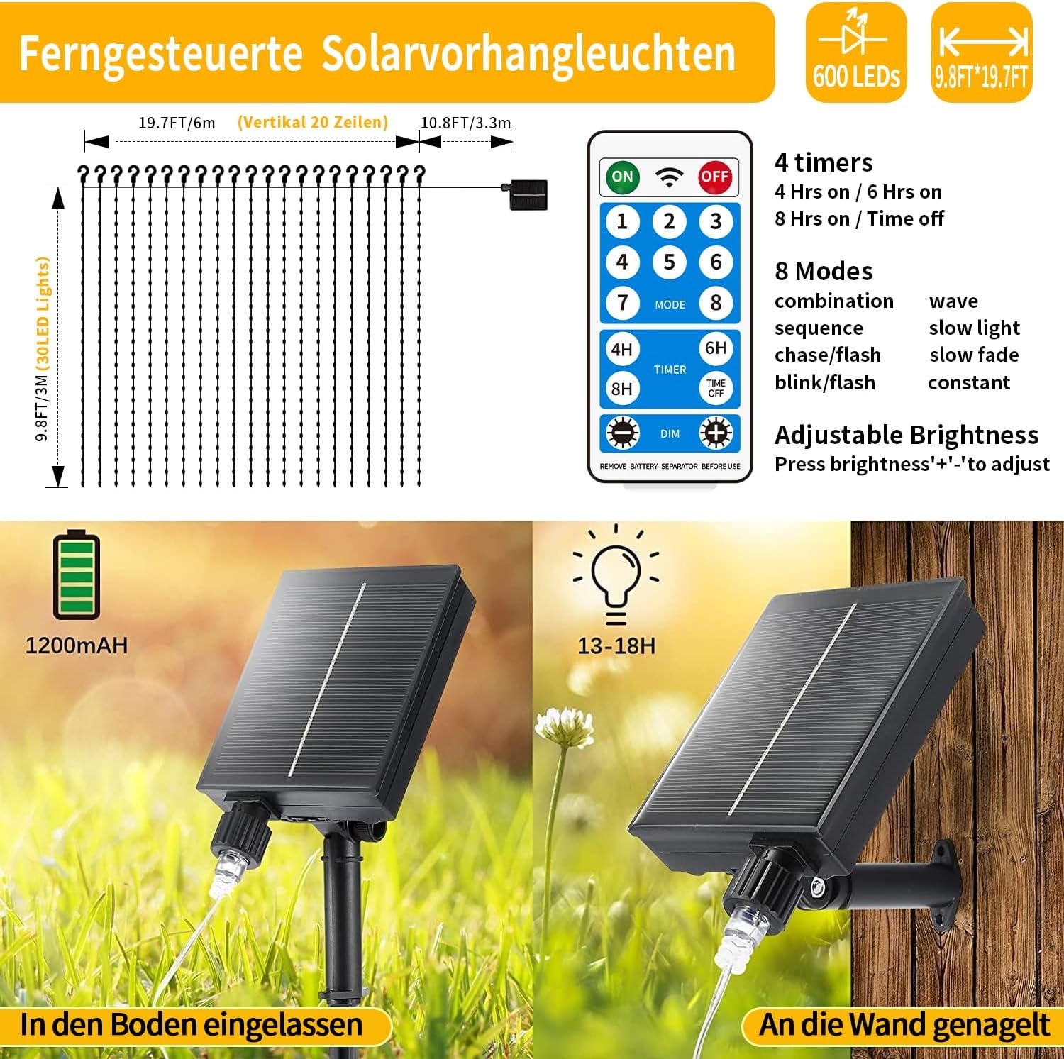 Zonne-lichtgordijn Buiten 600 LED's Warmwit - 29% Korting!