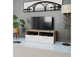 Betaalbaar TV-meubel 95x35x36 cm - Eiken/Wit (72% Korting!)