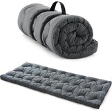 Jamdok Dikke slaapmat voor campingbed (190 x 75 cm), gewatteerd bed voor campingslaap, slaapmatras voor vloer, draagbaar - grijs