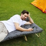 Jamdok Dikke slaapmat voor campingbed (190 x 75 cm), gewatteerd bed voor campingslaap, slaapmatras voor vloer, draagbaar - grijs