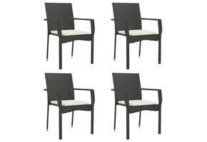 VidaXL Tuinstoelen (4x) Poly Rattan Zwart - 66% Korting!