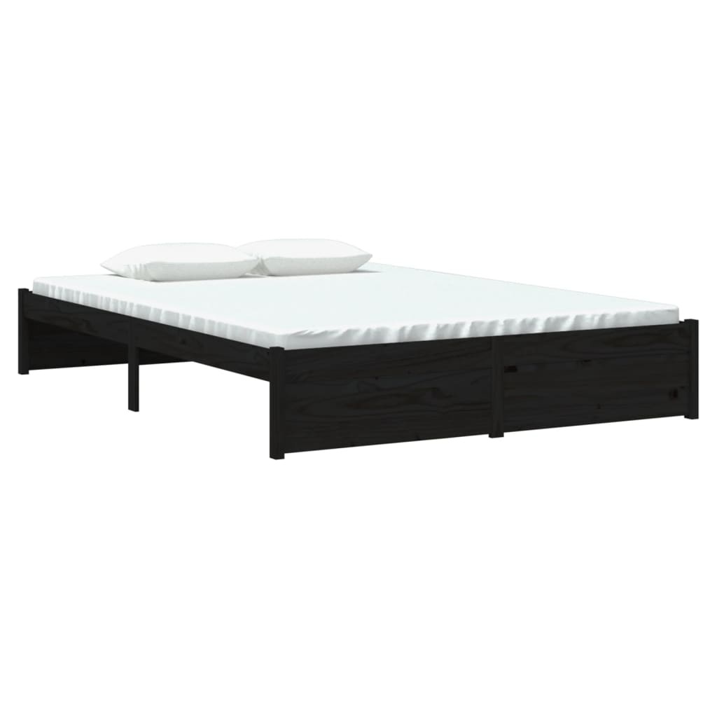 VidaXL Bedframe Massief Hout Zwart 140x200 cm - 54% Korting!