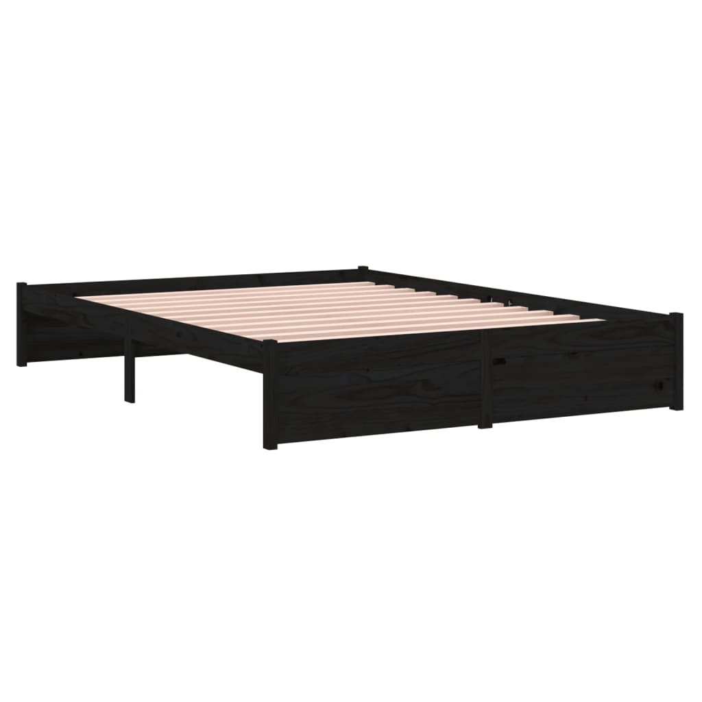 VidaXL Bedframe Massief Hout Zwart 140x200 cm - 54% Korting!