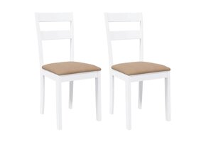 vidaXL Eetkamerstoelen met kussens - Massief Hout - Wit (33% Korting)