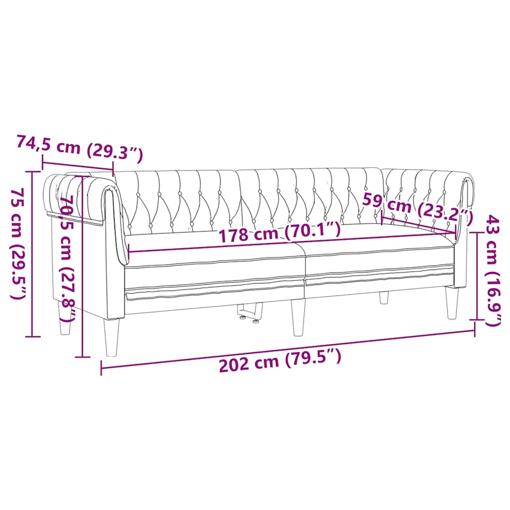 vidaXL Bruine Stoffen Driezitsbank Chesterfield - 34% Korting!