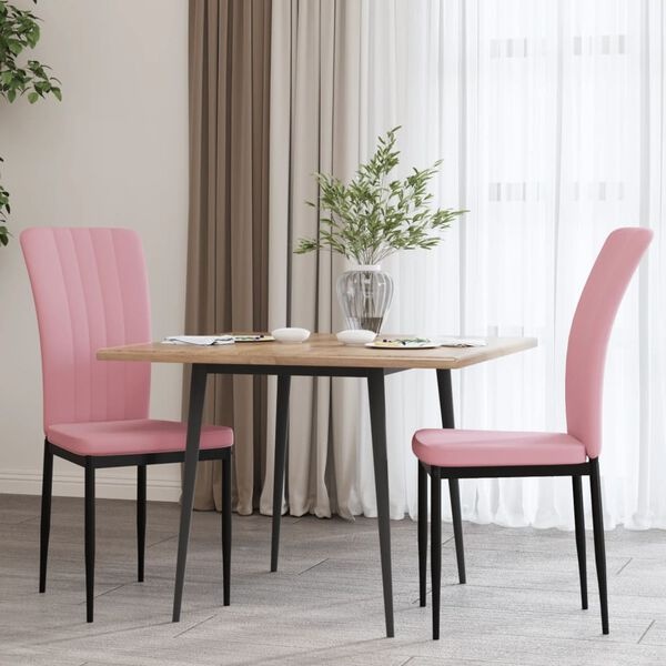 vidaXL Eetkamerstoelen Fluweel Roze (2 stuks) - 33% Korting