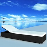 vidaXL Ligbed met kussen - Poly Rattan Zwart - 34% Korting