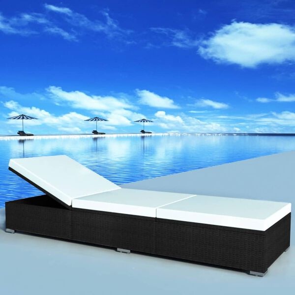 vidaXL Ligbed met kussen - Poly Rattan Zwart - 34% Korting