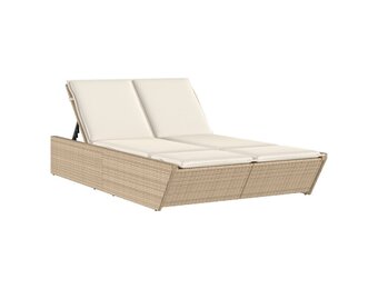 vidaXL Ligbed 2-persoons Poly Rattan Beige - 34% Korting!