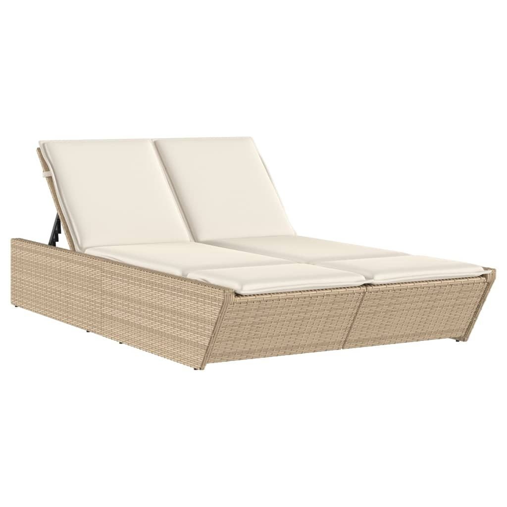 vidaXL Ligbed 2-persoons Poly Rattan Beige - 34% Korting!