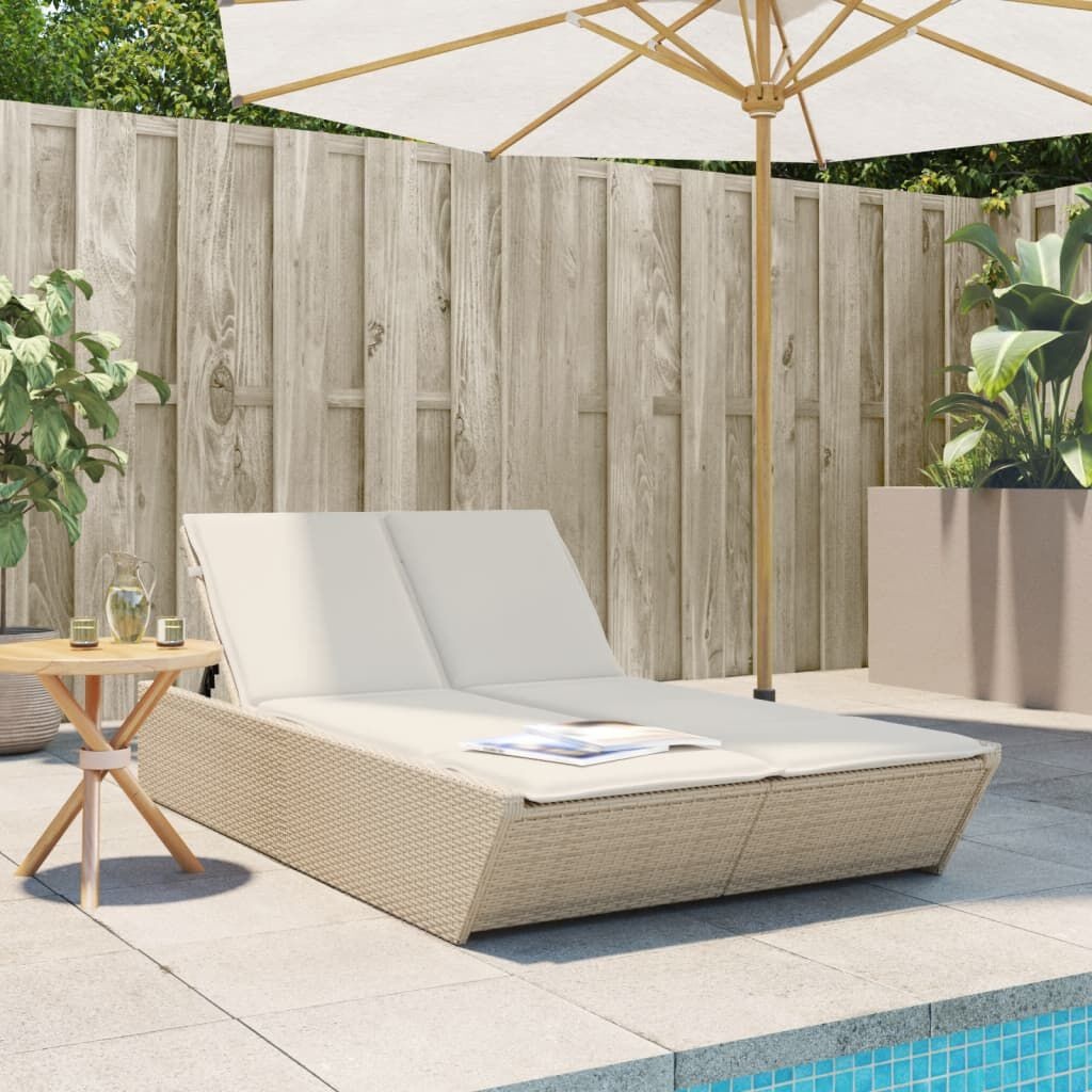 vidaXL Ligbed 2-persoons Poly Rattan Beige - 34% Korting!
