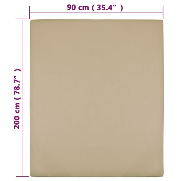vidaXL Jersey Hoeslakens (2 st.) 90x200 cm Katoen Taupe - 53% Korting!