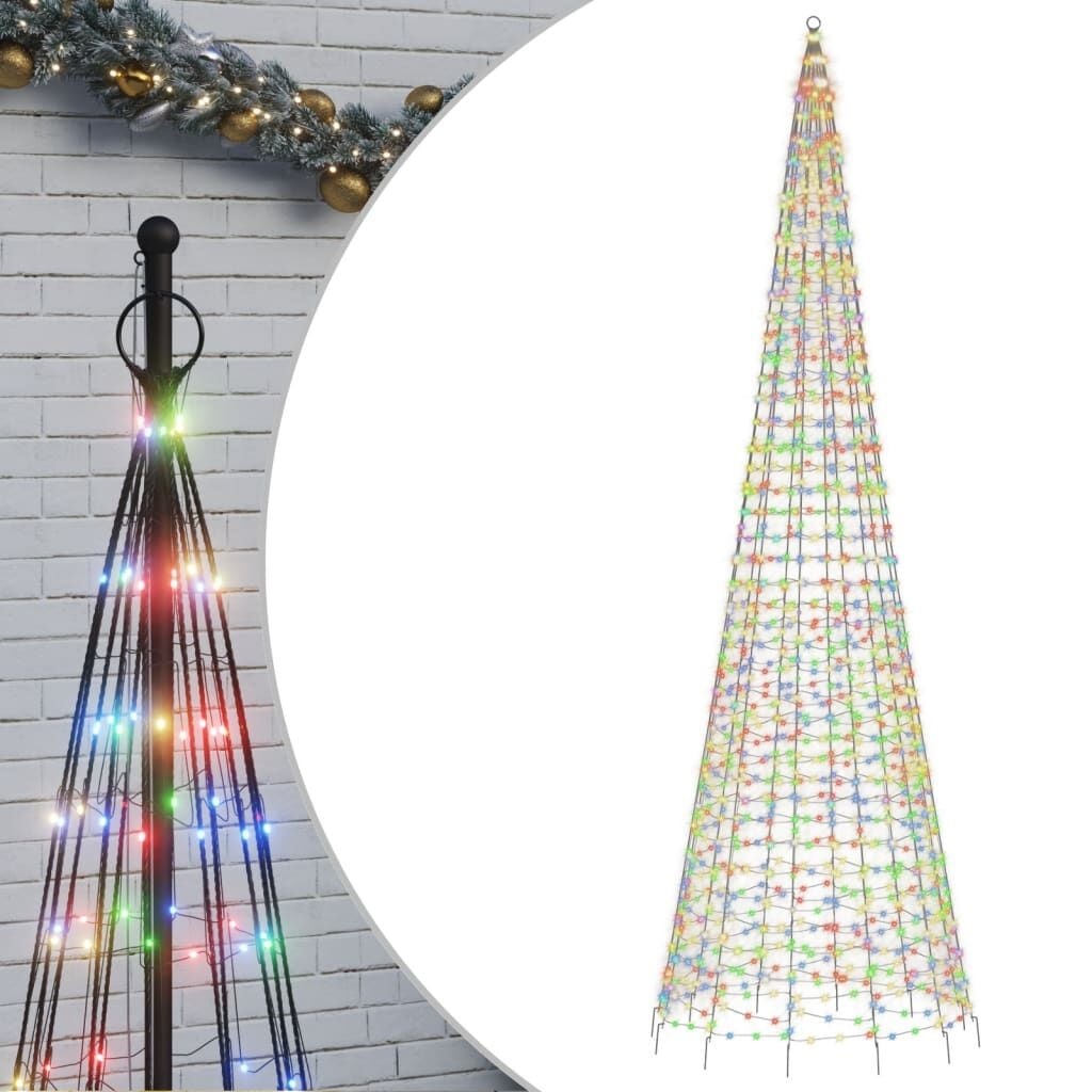 vidaXL LED Kerstboom aan Vlaggenmast - Kleurrijk - 500cm - 60% Korting