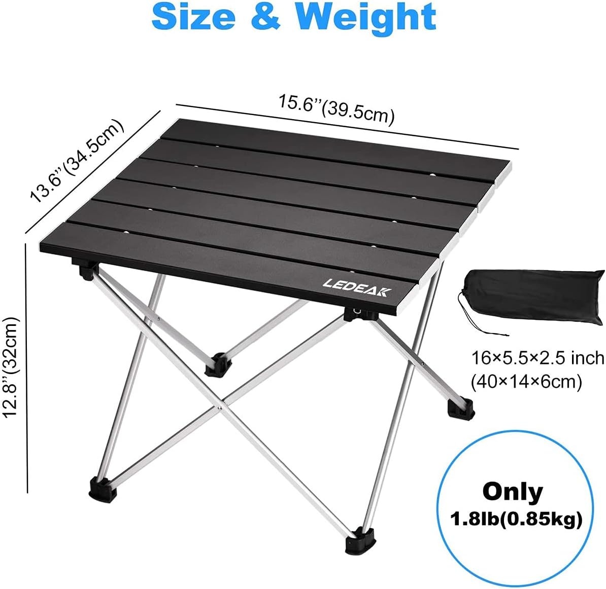 Compacte Aluminium Campingtafel Zwart Klein - 56% Korting
