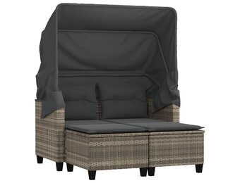 vidaXL Tuinbank met Luifel & Voetenbanken - Lichtgrijs - 54% Korting