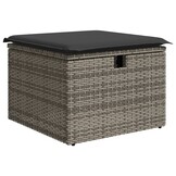 VidaXL Tuinkruk met Kussen - 55x55x37 cm - Poly Rattan Grijs (32% Korting)