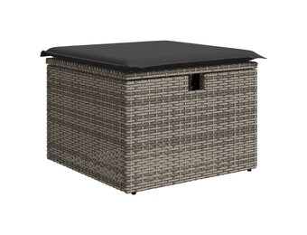 VidaXL Tuinkruk met Kussen - 55x55x37 cm - Poly Rattan Grijs (32% Korting)