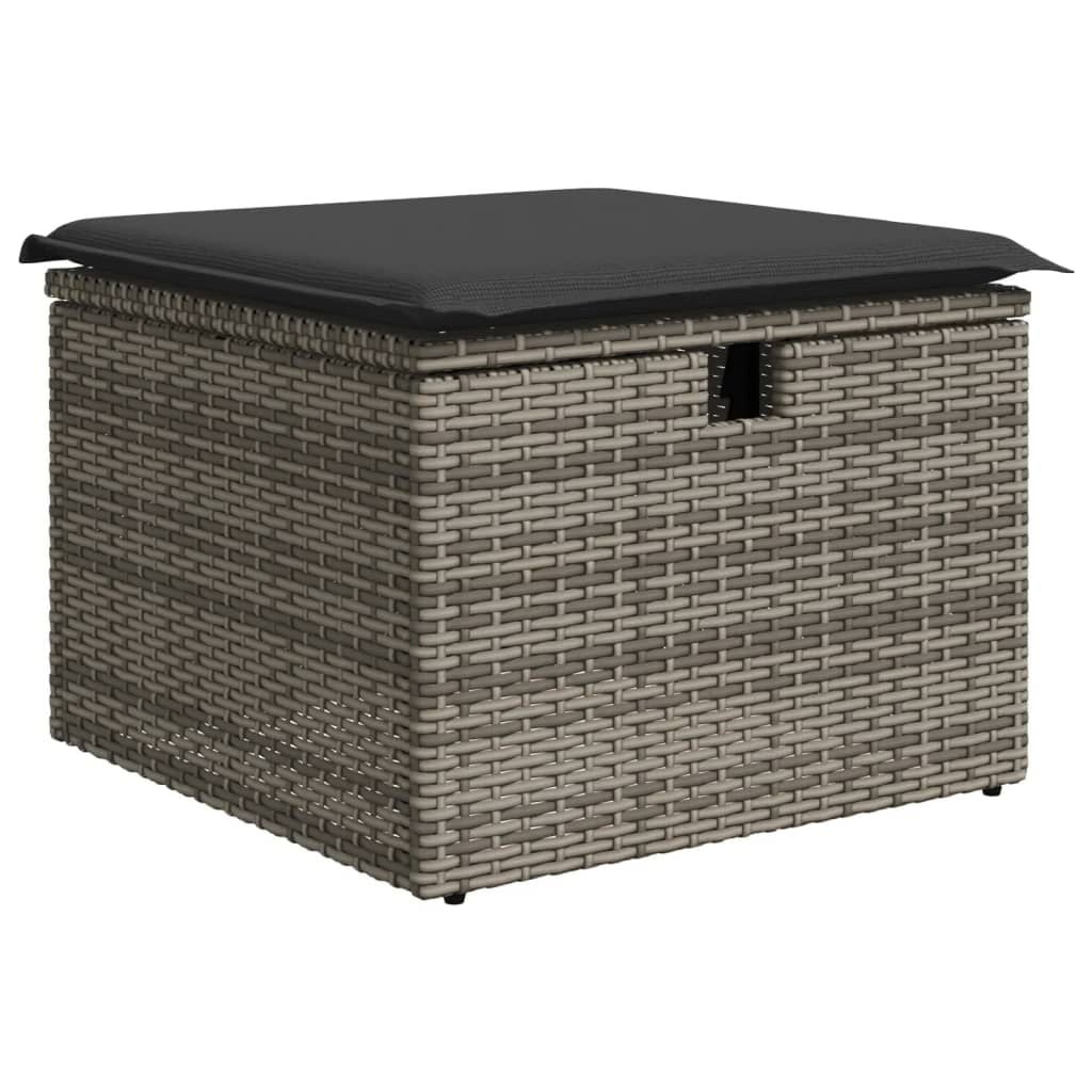 VidaXL Tuinkruk met Kussen - 55x55x37 cm - Poly Rattan Grijs (32% Korting)