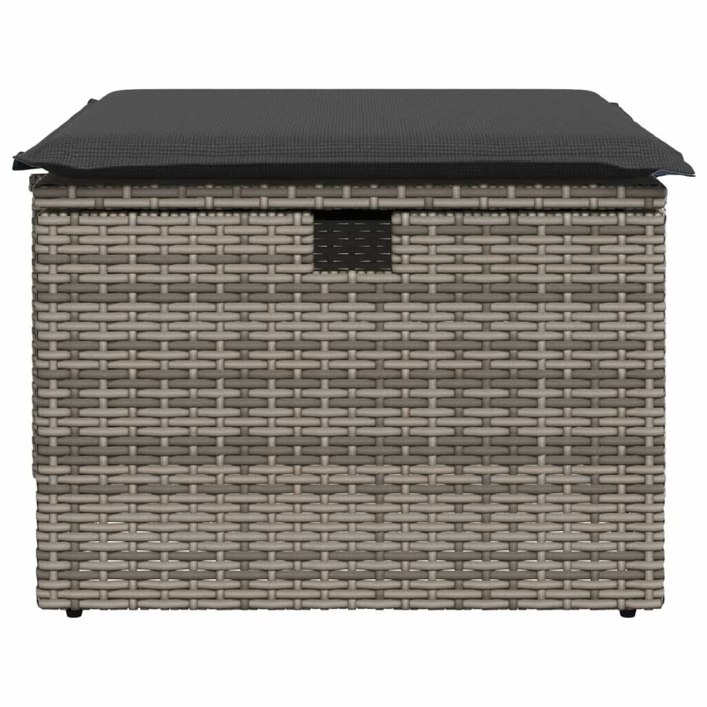 VidaXL Tuinkruk met Kussen - 55x55x37 cm - Poly Rattan Grijs (32% Korting)