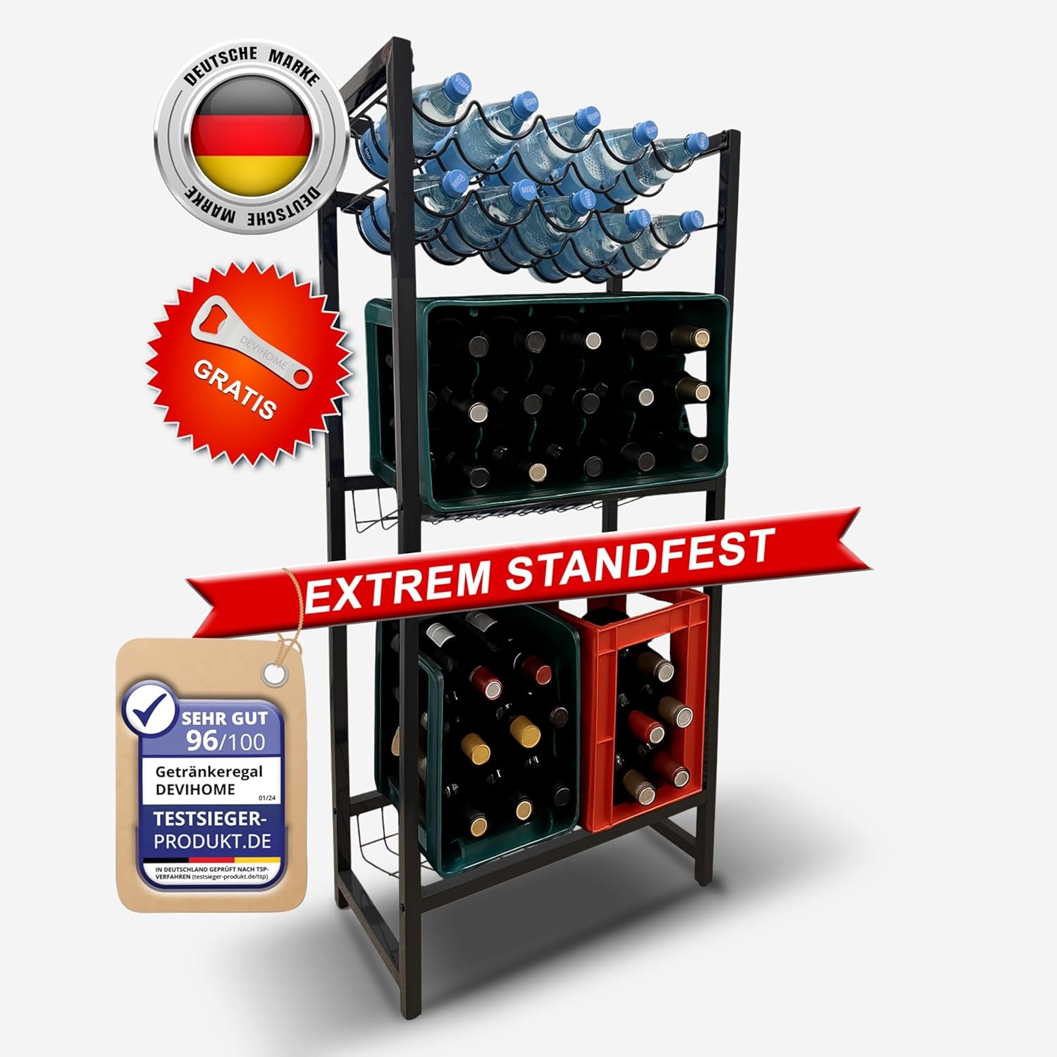 Drankrattenrek met Wijnrek - Antracietgrijs | 59% Korting!