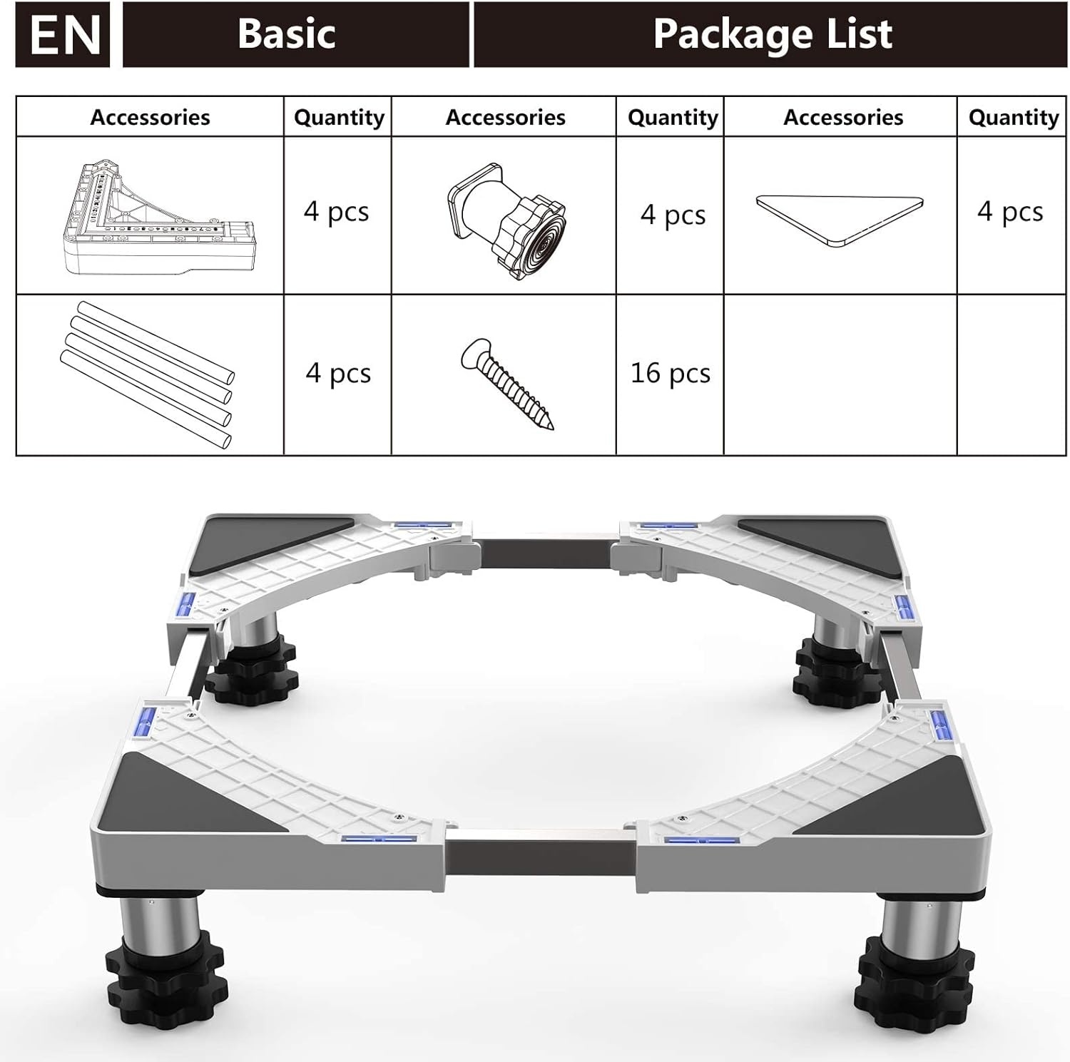 DEWEL Wasmachineonderlegger - Verstelbaar & Trillingsvrij (60% Korting)