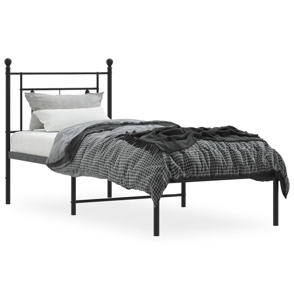 vidaXL Zwart Metalen Bedframe met Hoofdbord - 80x200 cm - 32% Korting