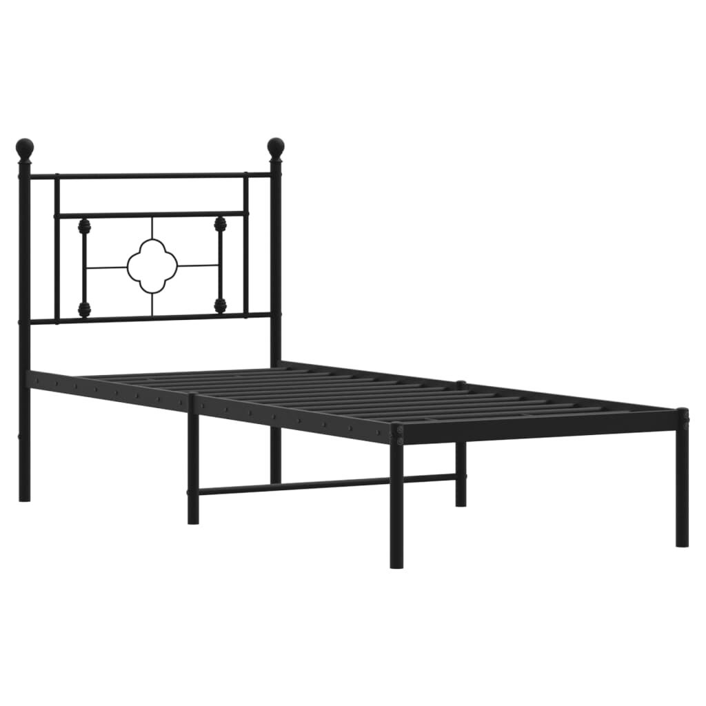 vidaXL Zwart Metalen Bedframe met Hoofdbord - 80x200 cm - 32% Korting