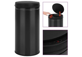 VidaXL Sensor Prullenbak Zwart 70L - 40% Korting!