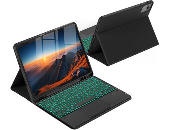 CACOE Toetsenbordhoes Lenovo Idea Tab 11" QWERTZ met Touchpad & 7-Kleurige Verlichting - Zwart (38% Korting)