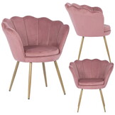 Schelp Fauteuil Velvet Roze met Gouden Poten - 39% Korting