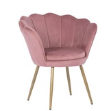 Schelp Fauteuil Velvet Roze met Gouden Poten - 39% Korting