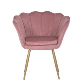 Schelp Fauteuil Velvet Roze met Gouden Poten - 39% Korting