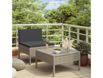 vidaXL 2-delige Loungebank met kussens - Poly rotan Grijs (33% korting)