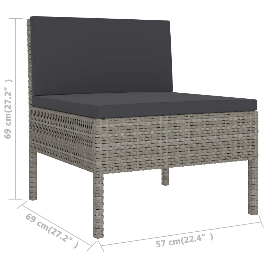vidaXL 2-delige Loungebank met kussens - Poly rotan Grijs (33% korting)