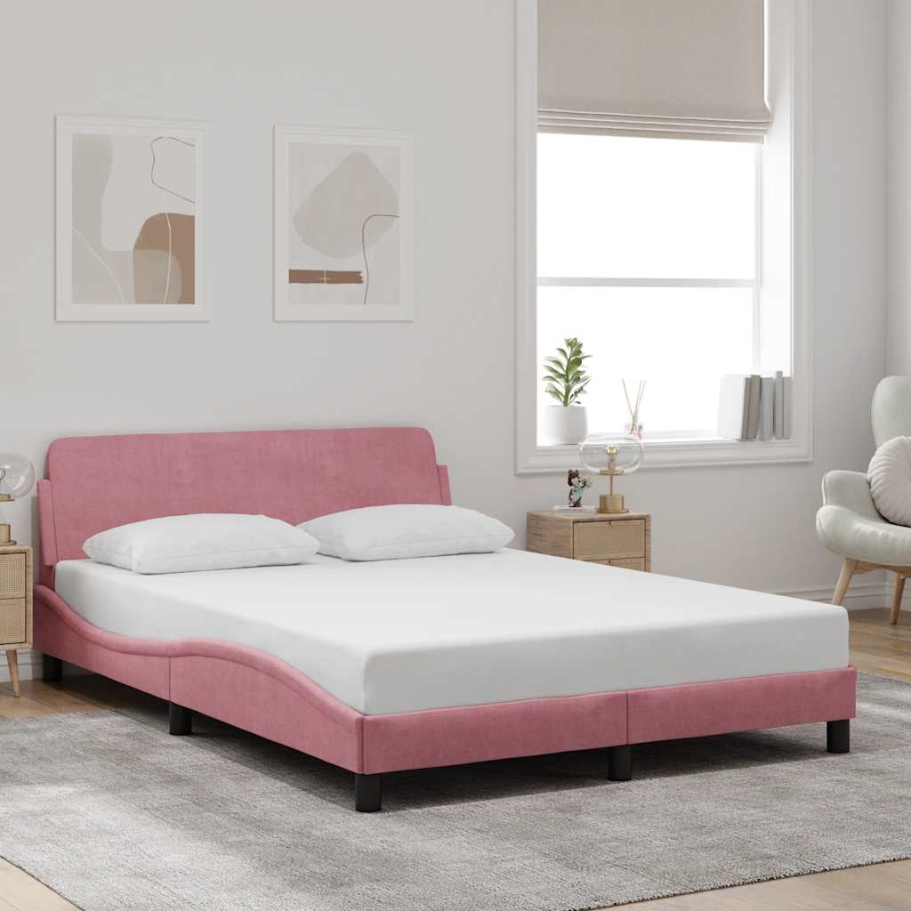 vidaXL Bedframe Fluweel Roze 120x200 cm - 34% Korting