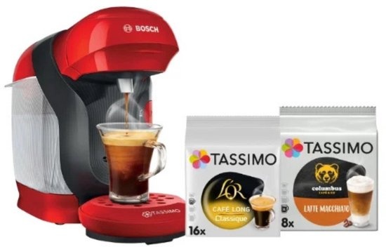 TASSIMO Style Koffiemachine Rood (1400W) + 2 pakjes capsules gratis - 57% Korting