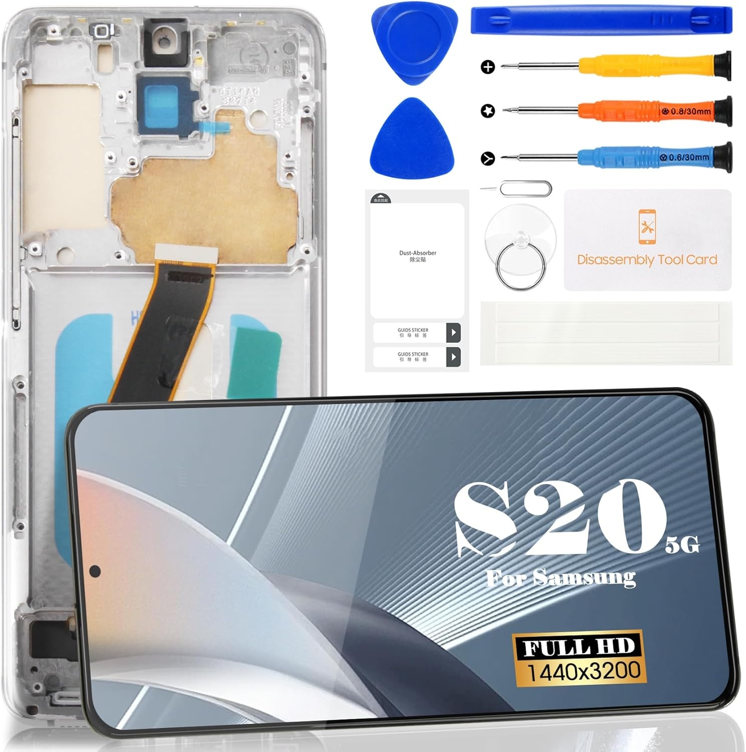 TFT voor Samsung Galaxy S20 5G LCD-schermvervanging voor Samsung Galaxy S20 5G Display Digitizer SM-G981 Touch Screen-assemblage met Frame (Zwart, zonder vingerafdruk)