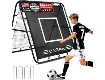 BAGAIL dubbelzijdig rebound net, voetbalnet, versterkte geverfde palen, verstelbare hoeken, bevestigbare structuur, rebound net met doel voor vaardigheidstraining