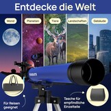 Telescopische lenstelescoop + oculairs - Ideaal voor volwassenen en jonge astronomen - verrekijker, telescopische astronomie, spiegeltelescoop kinderen | sterren, planeten en kosmos