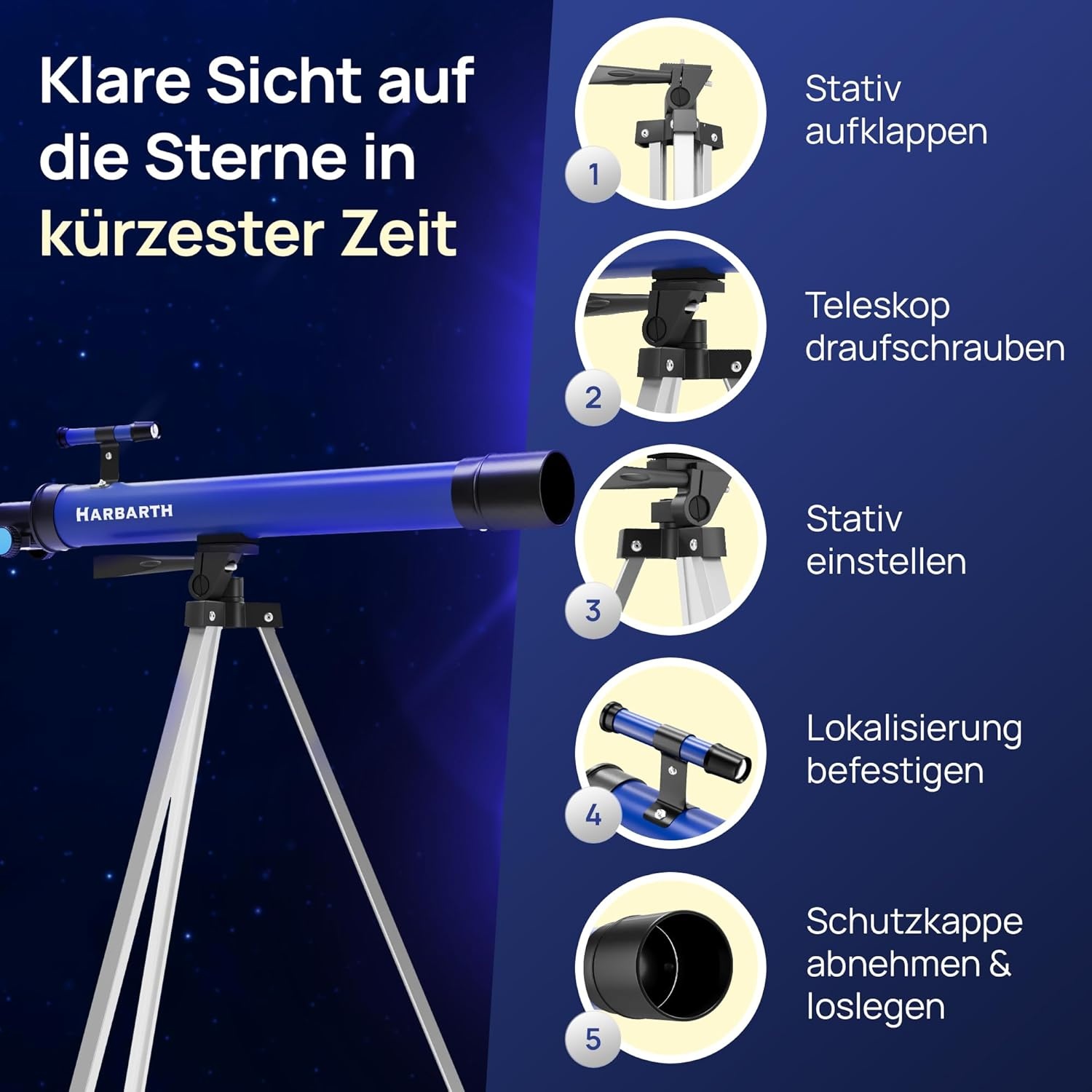 Telescopische lenstelescoop + oculairs - Ideaal voor volwassenen en jonge astronomen - verrekijker, telescopische astronomie, spiegeltelescoop kinderen | sterren, planeten en kosmos