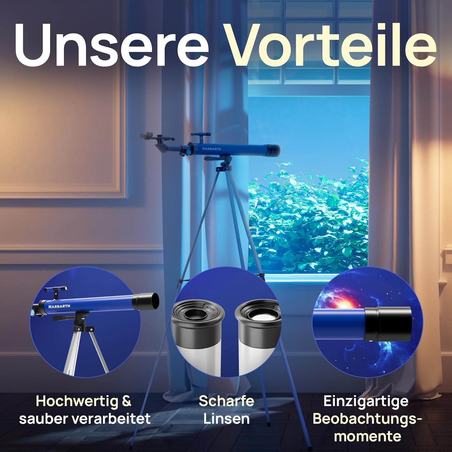Telescopische lenstelescoop + oculairs - Ideaal voor volwassenen en jonge astronomen - verrekijker, telescopische astronomie, spiegeltelescoop kinderen | sterren, planeten en kosmos